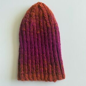 Vibrant Hand Knit Beanie in Red and Orange